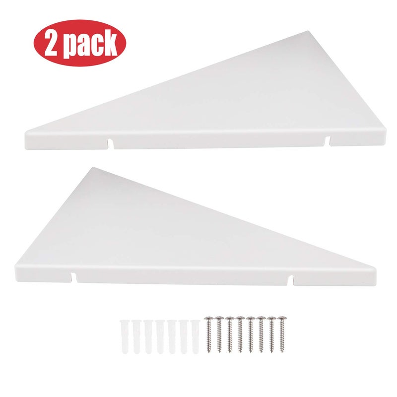 evron Corner Mounting Shelf,Easy to Install Wall Corner Shelf,Frosting Pattern Right-Angled,Set of 2 - Image 2
